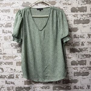 Adrianna Papell Sage Green Patterned Blouse